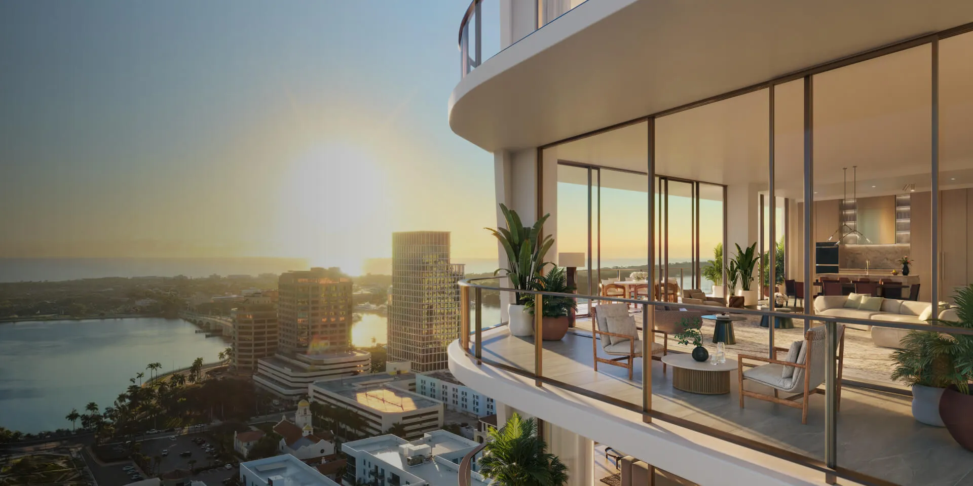 Sunset view from apartment at Banyan Tree Residences West Palm Beach