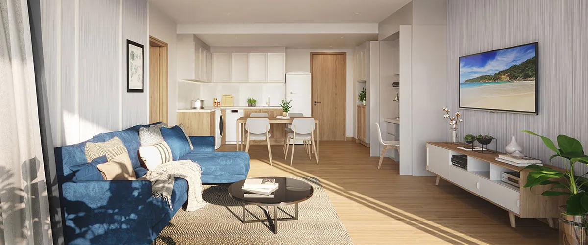 2 bedroom 2A living room