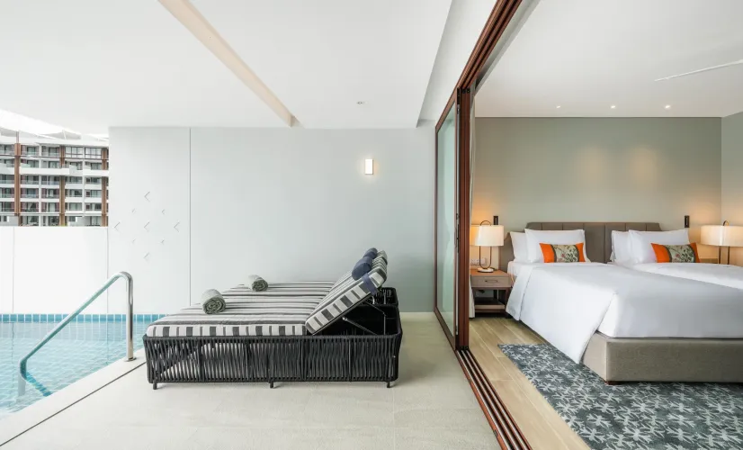 Elegant bathroom interior with premium fittings inside a private pool condo for sale Phuket residence